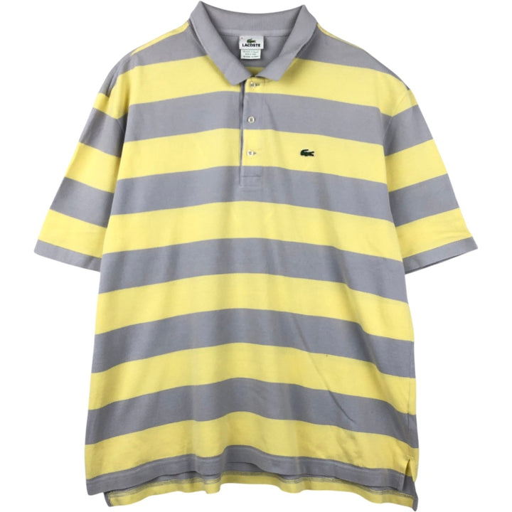 Lacoste (LACOSTE) French design short-sleeved striped polo shirt, size 8 (equivalent to men's XXL). cotton yellow type Vintage Second Hand