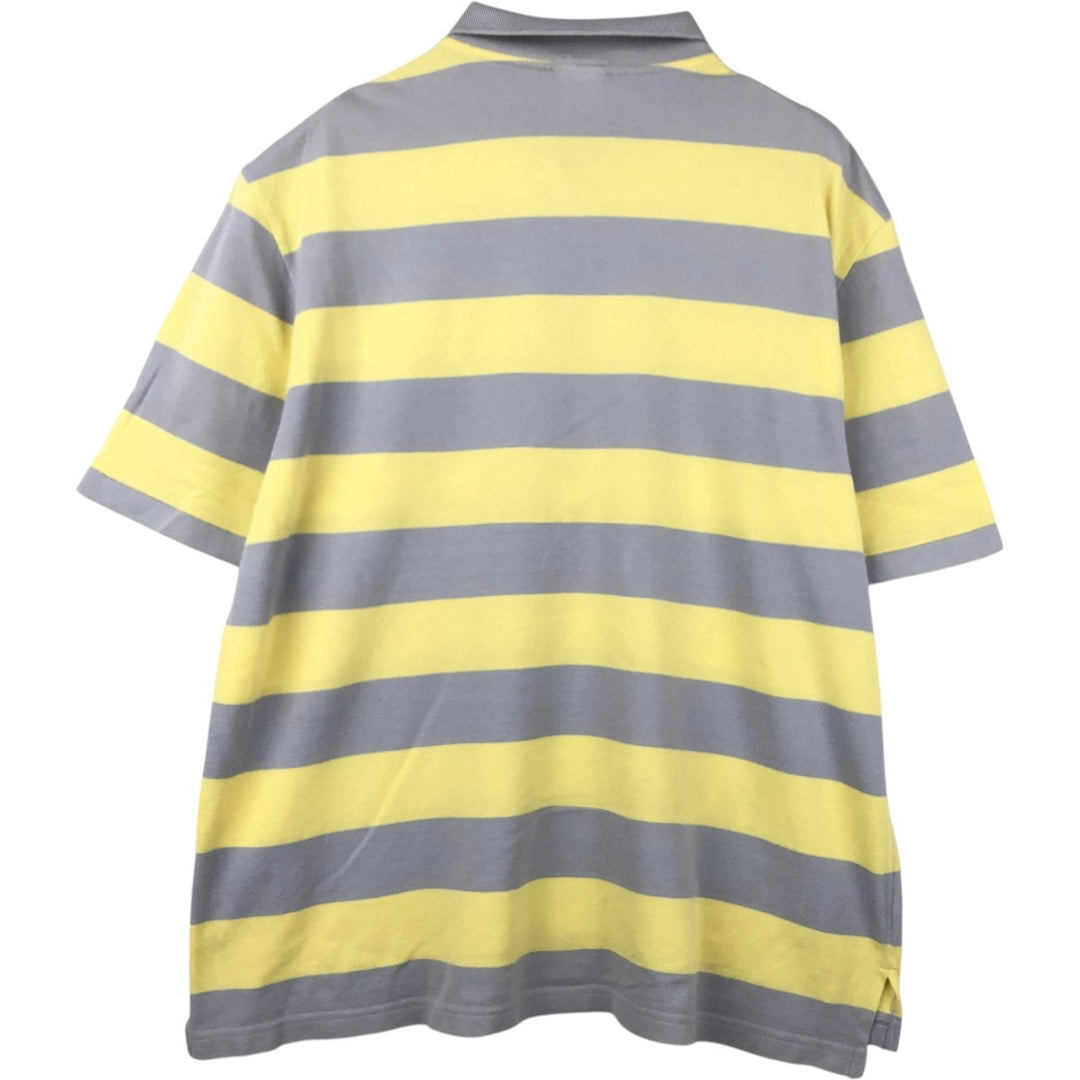 Lacoste (LACOSTE) French design short-sleeved striped polo shirt, size 8 (equivalent to men's XXL). cotton yellow type Vintage Second Hand