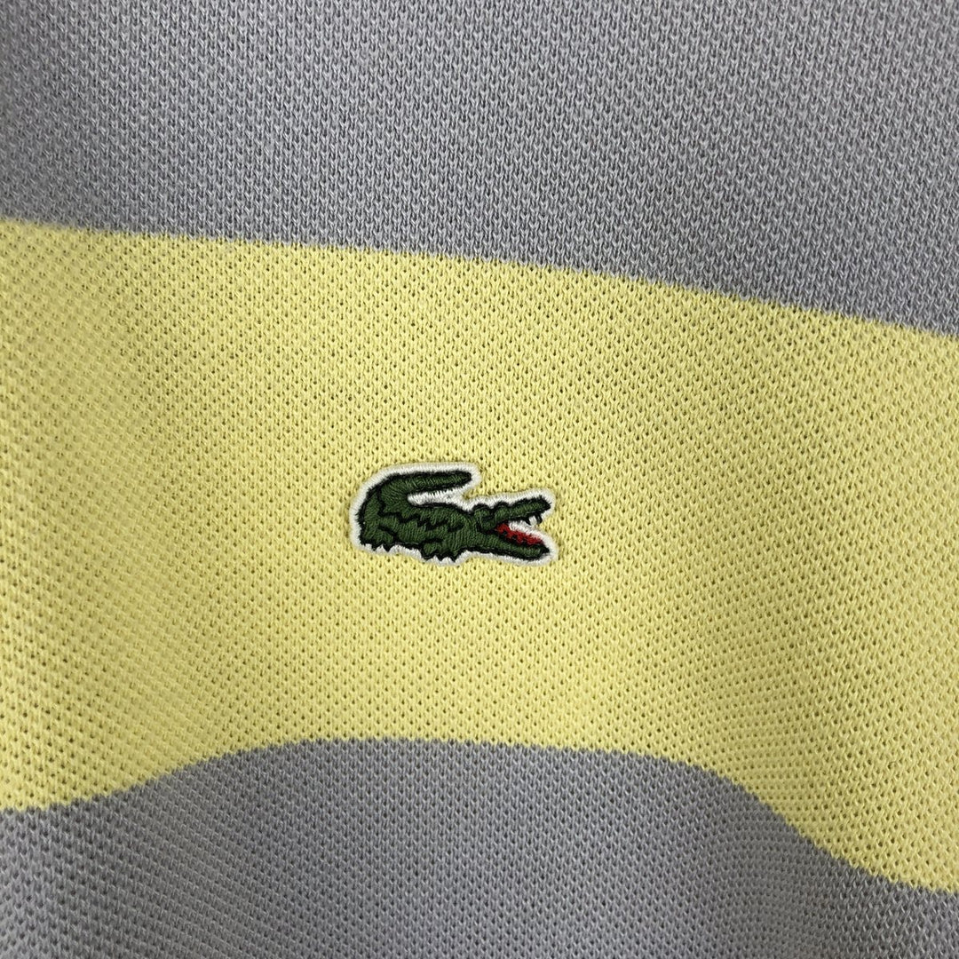Lacoste (LACOSTE) French design short-sleeved striped polo shirt, size 8 (equivalent to men's XXL). cotton yellow type Vintage Second Hand