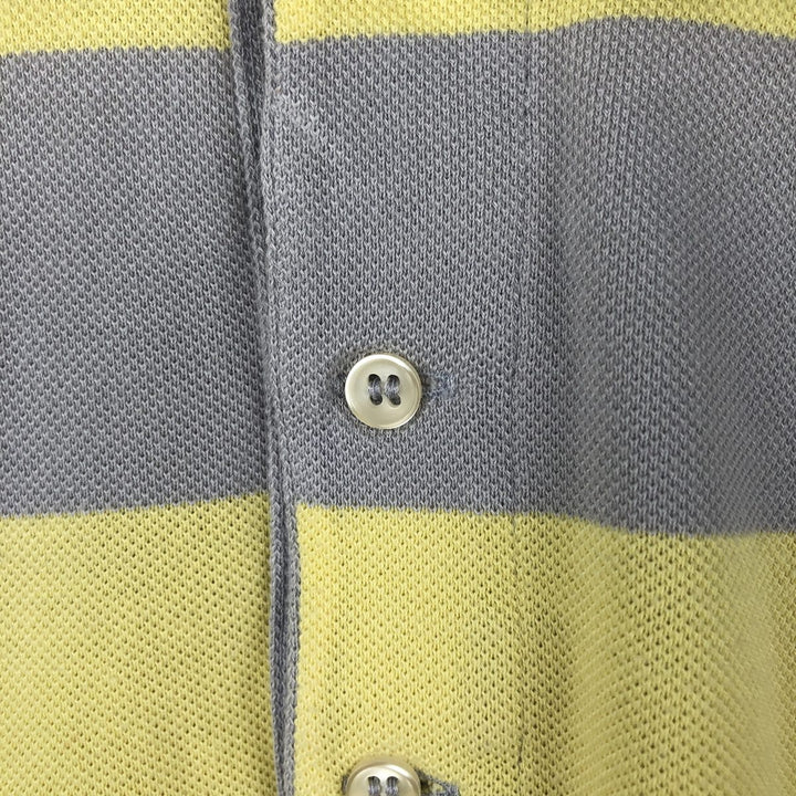 Lacoste (LACOSTE) French design short-sleeved striped polo shirt, size 8 (equivalent to men's XXL). cotton yellow type Vintage Second Hand