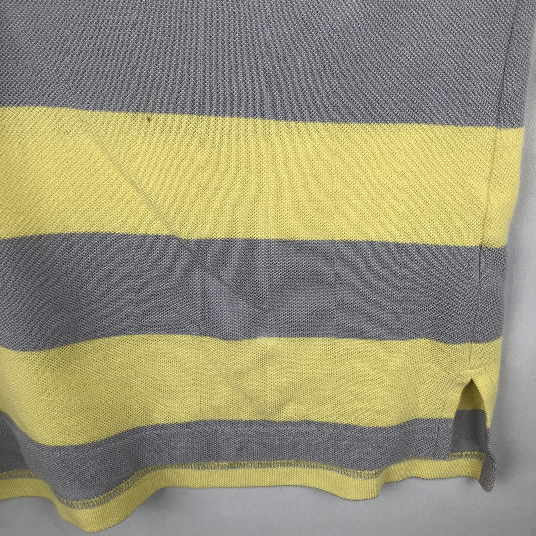 Lacoste (LACOSTE) French design short-sleeved striped polo shirt, size 8 (equivalent to men's XXL). cotton yellow type Vintage Second Hand
