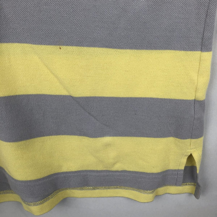 Lacoste (LACOSTE) French design short-sleeved striped polo shirt, size 8 (equivalent to men's XXL). cotton yellow type Vintage Second Hand