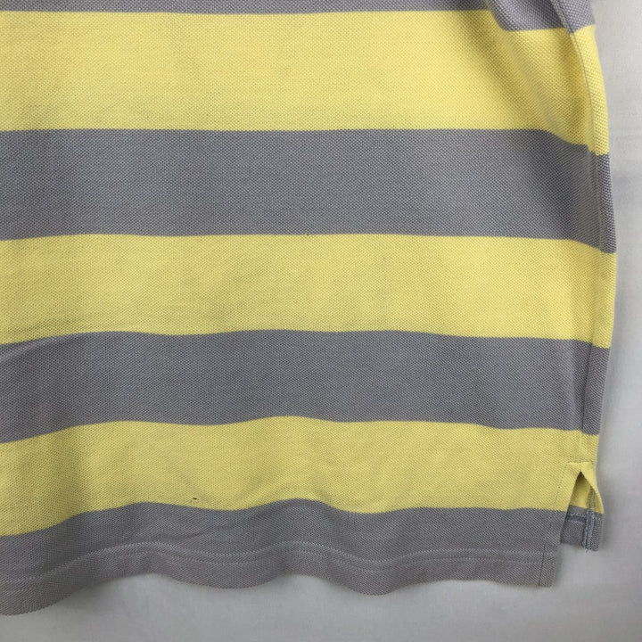 Lacoste (LACOSTE) French design short-sleeved striped polo shirt, size 8 (equivalent to men's XXL). cotton yellow type Vintage Second Hand