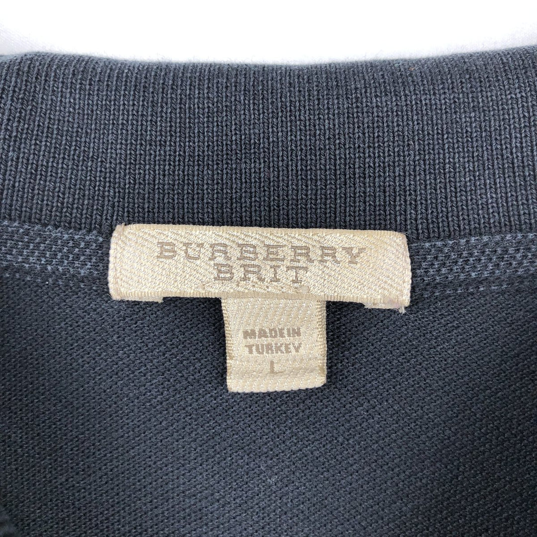 Burberry's BRIT short sleeve polo shirt, men's size L cotton black type Vintage Second Hand