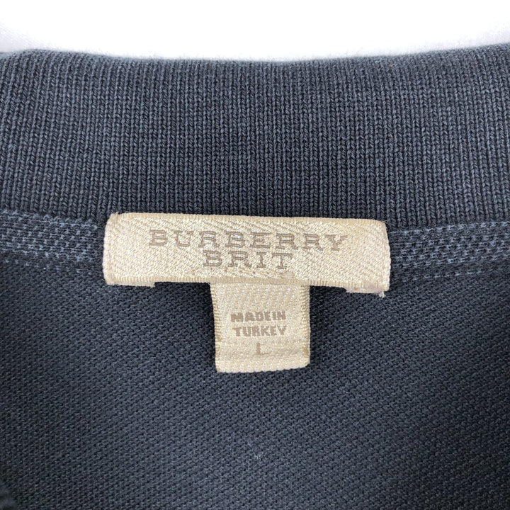 Burberry's BRIT short sleeve polo shirt, men's size L cotton black type Vintage Second Hand