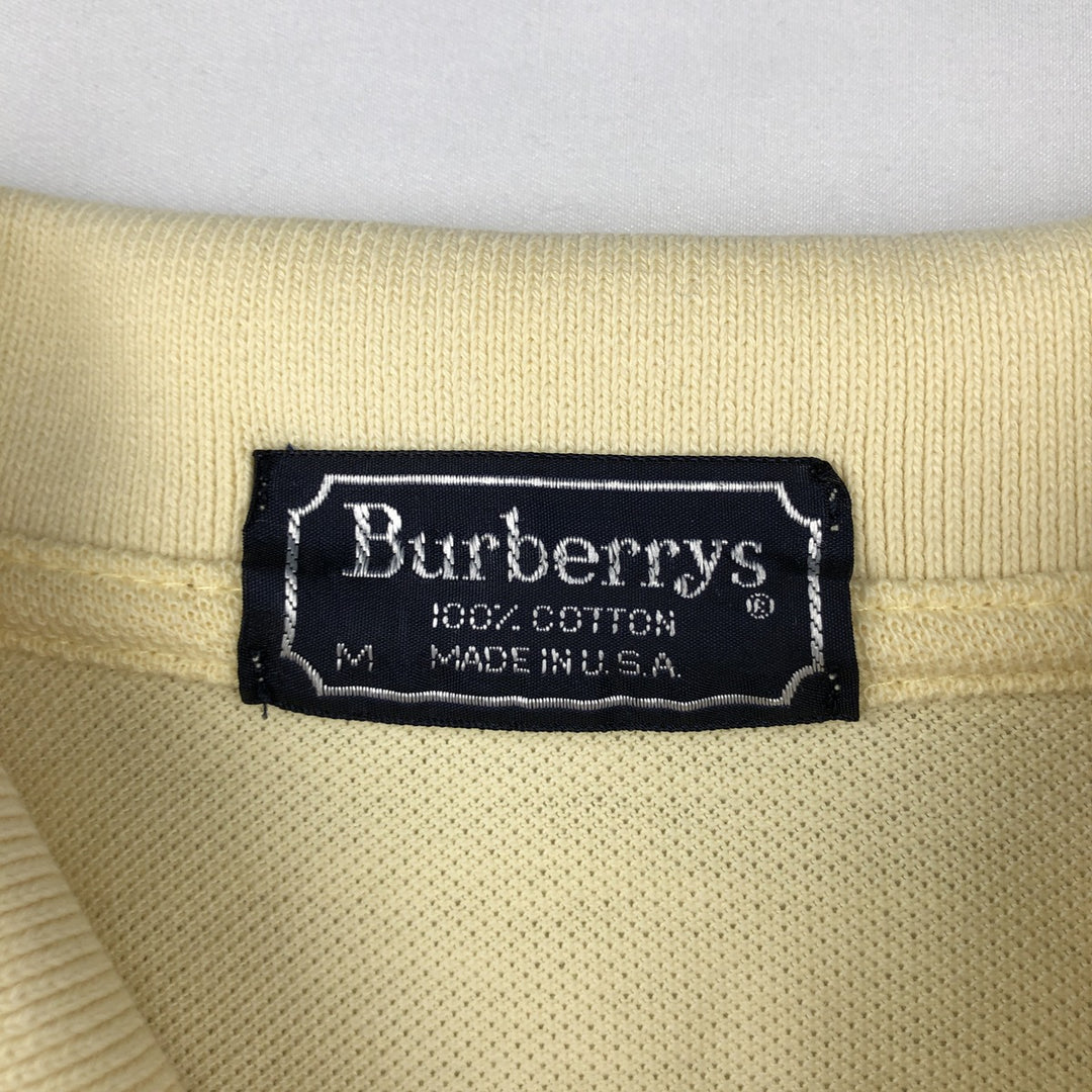 Burberry's short sleeve polo shirt, made in the USA, size M for men cotton yellow type Vintage Second Hand