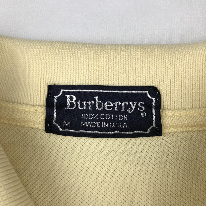 Burberry's short sleeve polo shirt, made in the USA, size M for men cotton yellow type Vintage Second Hand