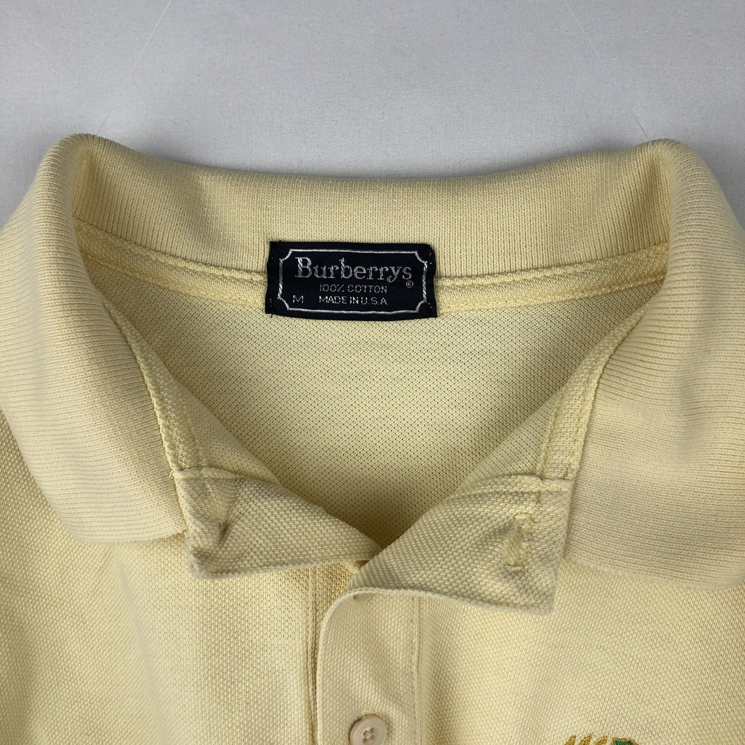 Burberry's short sleeve polo shirt, made in the USA, size M for men cotton yellow type Vintage Second Hand