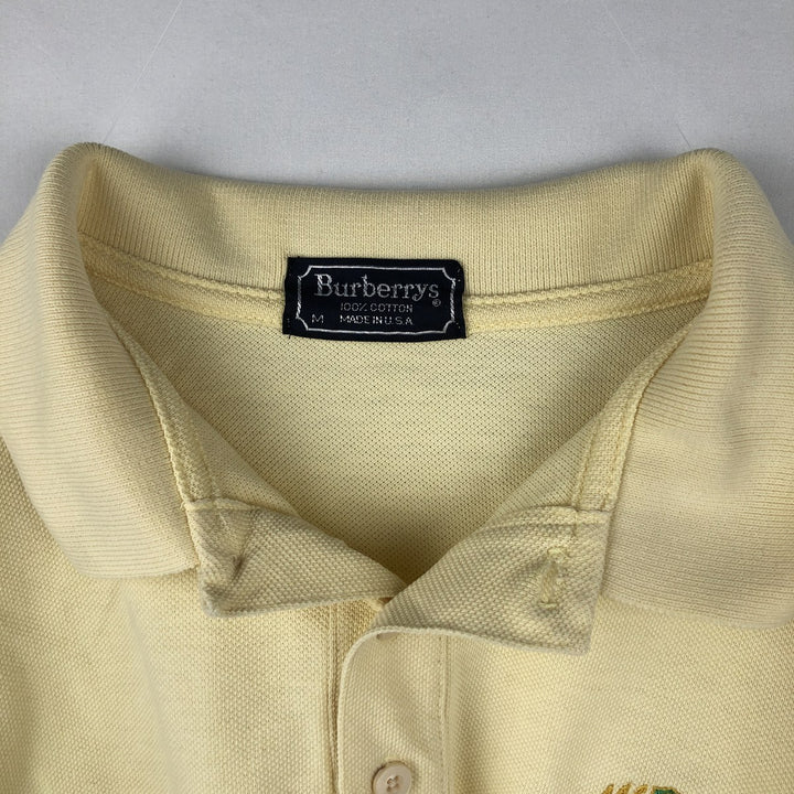 Burberry's short sleeve polo shirt, made in the USA, size M for men cotton yellow type Vintage Second Hand