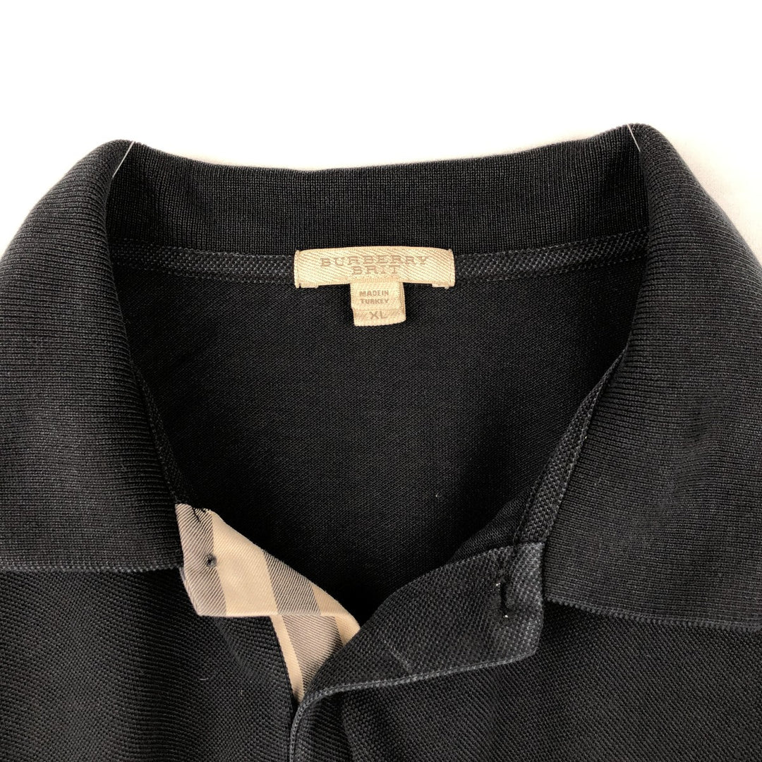 Burberry's BRIT short-sleeved polo shirt, men's size XL cotton black type Vintage Second Hand
