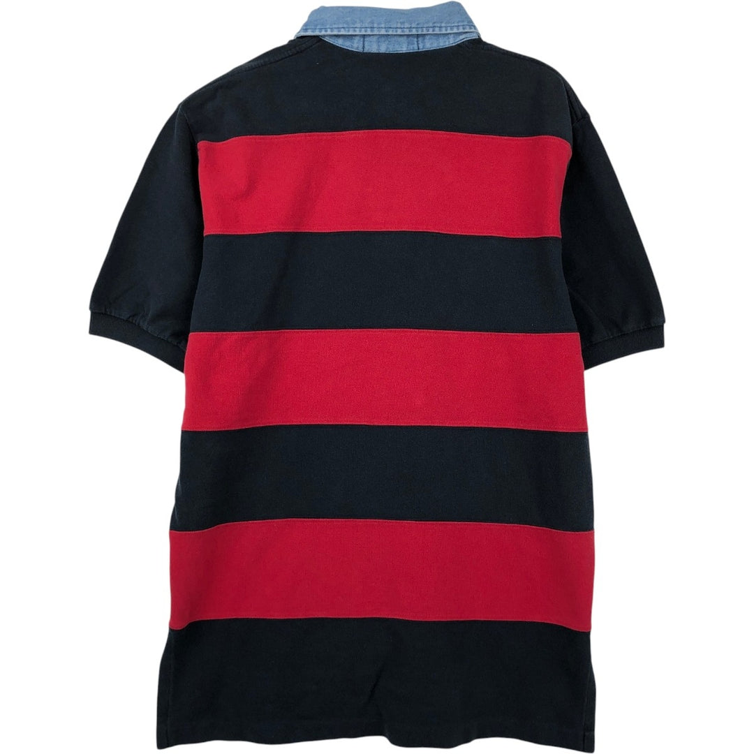 Ralph Lauren POLO by Ralph Lauren short sleeve striped polo shirt, men's size L cotton navy blue type Vintage Second Hand