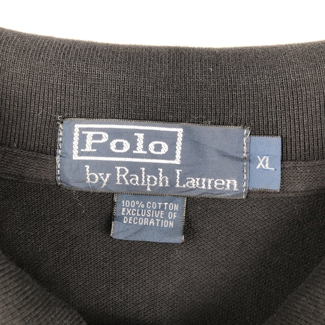 Ralph Lauren POLO by Ralph Lauren Triple Pony Short-Sleeve Polo Shirt, Men's Size XL (approx.) cotton black type Vintage Second Hand