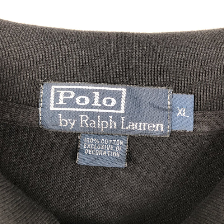 Ralph Lauren POLO by Ralph Lauren Triple Pony Short-Sleeve Polo Shirt, Men's Size XL (approx.) cotton black type Vintage Second Hand
