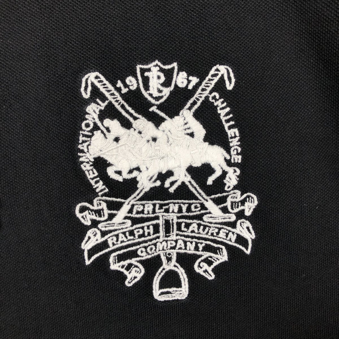 Ralph Lauren POLO by Ralph Lauren Triple Pony Short-Sleeve Polo Shirt, Men's Size XL (approx.) cotton black type Vintage Second Hand