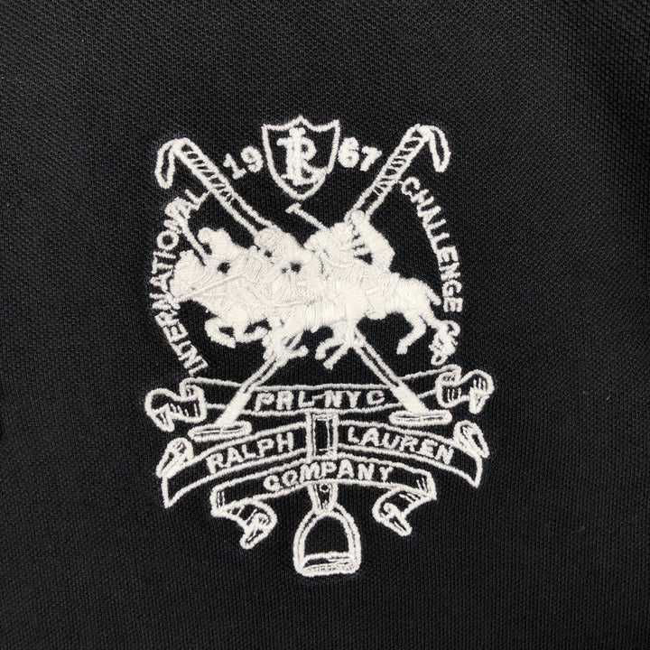 Ralph Lauren POLO by Ralph Lauren Triple Pony Short-Sleeve Polo Shirt, Men's Size XL (approx.) cotton black type Vintage Second Hand