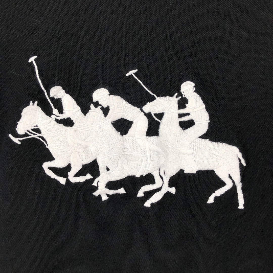 Ralph Lauren POLO by Ralph Lauren Triple Pony Short-Sleeve Polo Shirt, Men's Size XL (approx.) cotton black type Vintage Second Hand