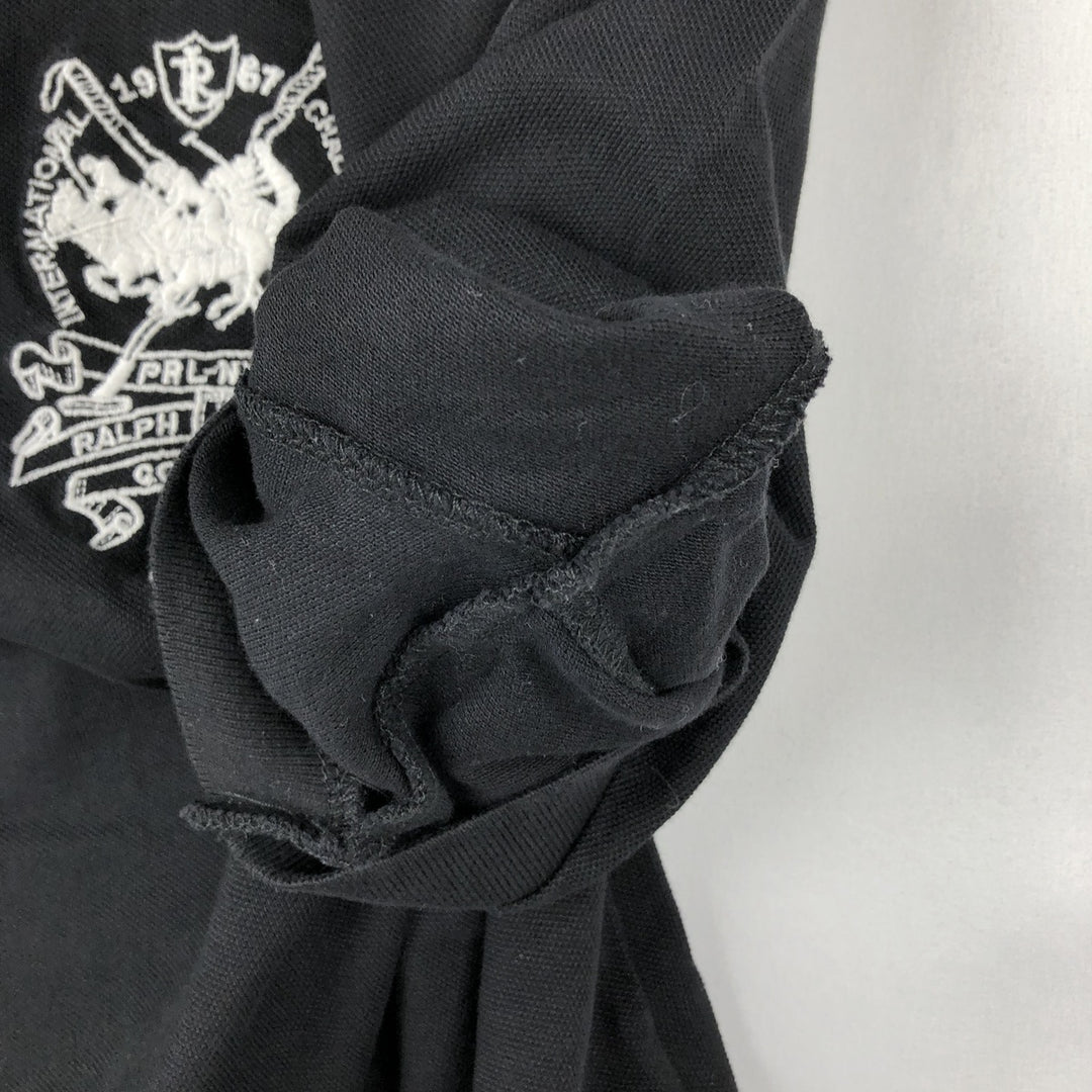 Ralph Lauren POLO by Ralph Lauren Triple Pony Short-Sleeve Polo Shirt, Men's Size XL (approx.) cotton black type Vintage Second Hand