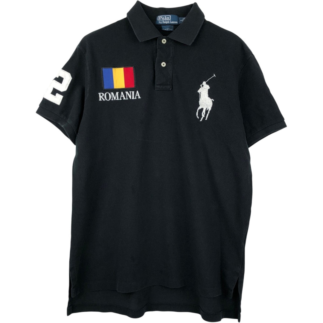 Ralph Lauren POLO by Ralph Lauren CUSTOM FIT Big Pony Short Sleeve Polo Shirt Men's L size cotton black type Vintage Second Hand