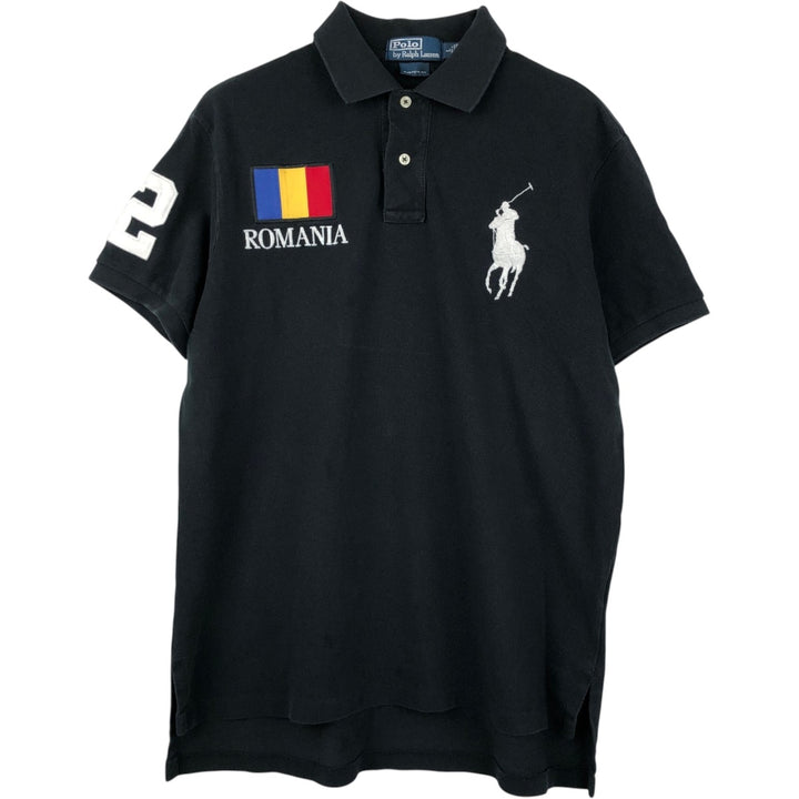 Ralph Lauren POLO by Ralph Lauren CUSTOM FIT Big Pony Short Sleeve Polo Shirt Men's L size cotton black type Vintage Second Hand