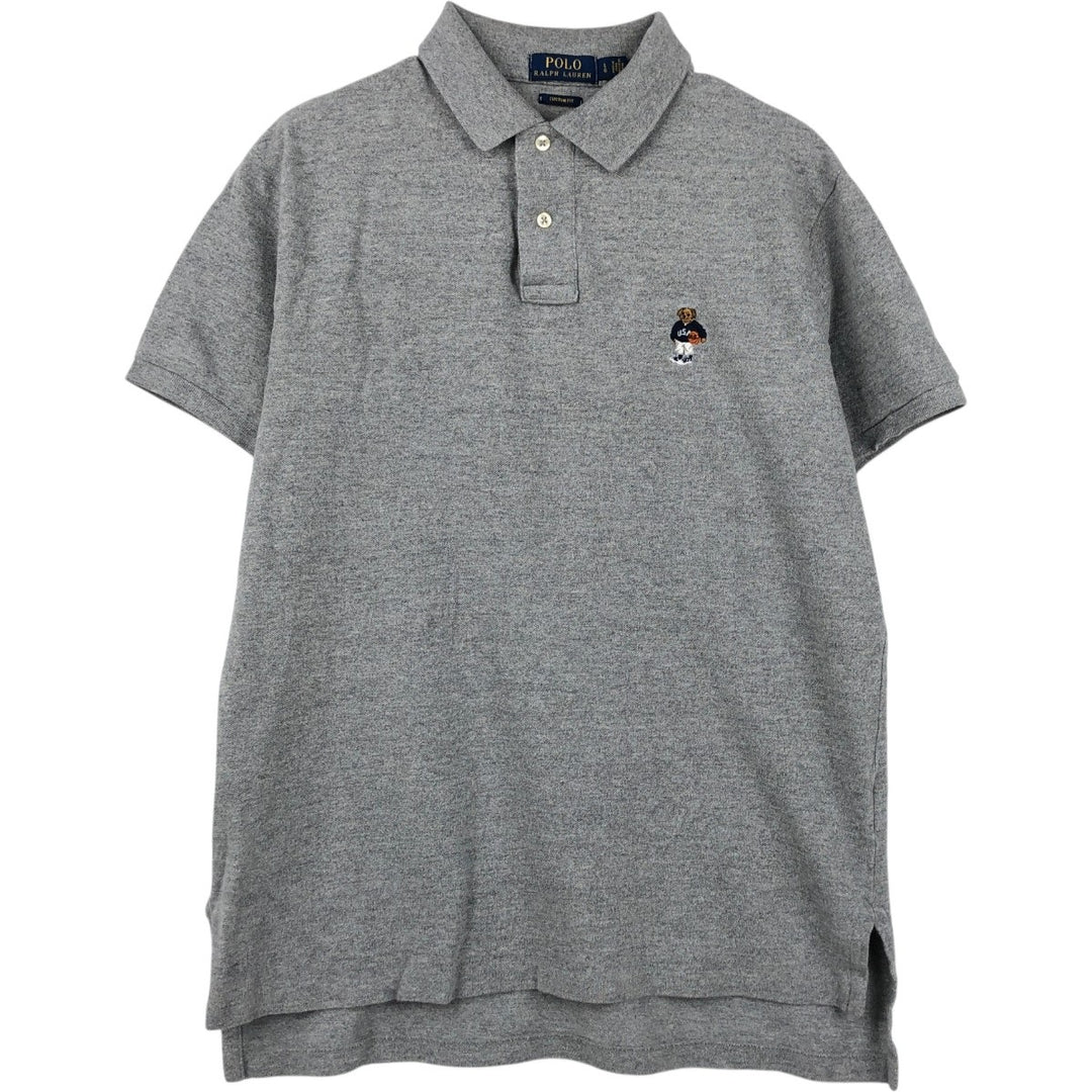 Ralph Lauren POLO RALPH LAUREN CUSTOM FIT Polo Bear Short-Sleeve Polo Shirt (Men's Size L equivalent) cotton gray type Vintage Second Hand