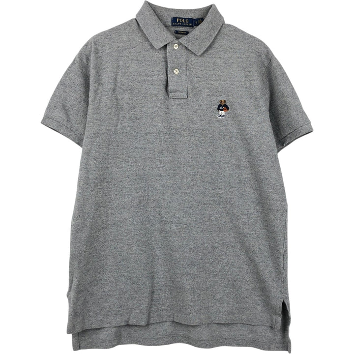Ralph Lauren POLO RALPH LAUREN CUSTOM FIT Polo Bear Short-Sleeve Polo Shirt (Men's Size L equivalent) cotton gray type Vintage Second Hand