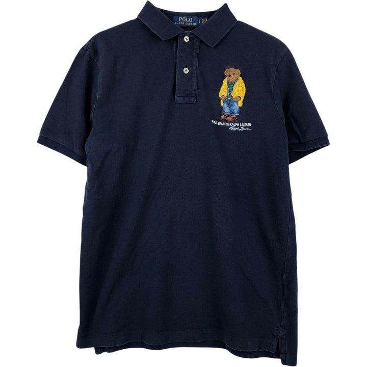 Ralph Lauren POLO RALPH LAUREN CLASSIC FIT Polo Bear Short-Sleeve Polo Shirt (Men's Size S) cotton navy blue type Vintage Second Hand