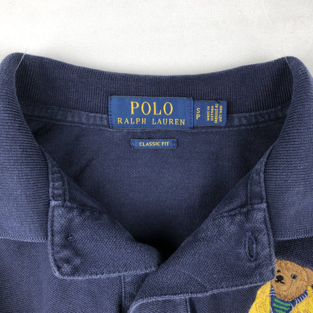 Ralph Lauren POLO RALPH LAUREN CLASSIC FIT Polo Bear Short-Sleeve Polo Shirt (Men's Size S) cotton navy blue type Vintage Second Hand