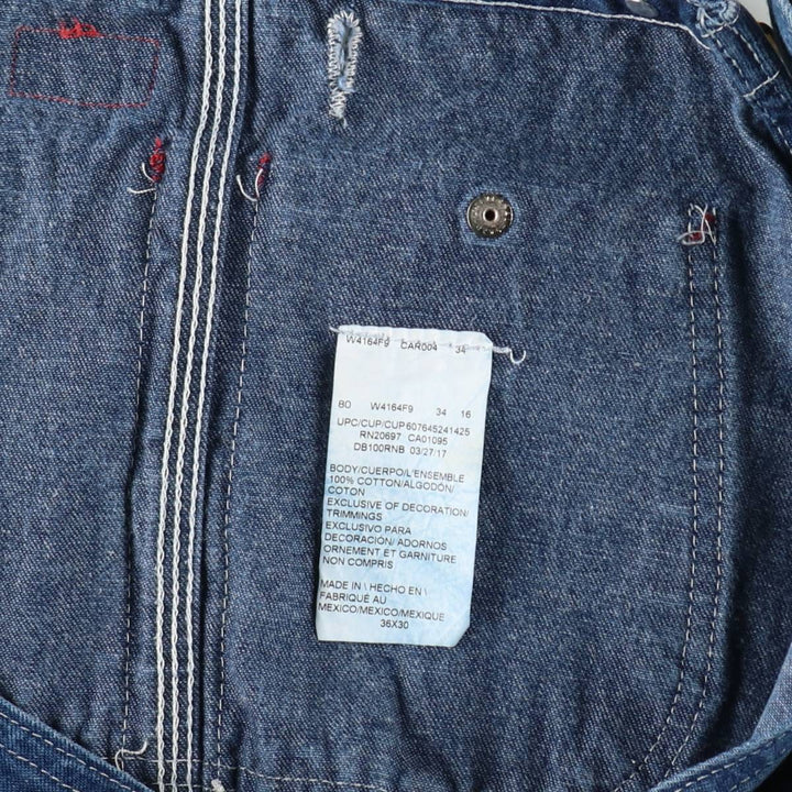 Dickies denim overalls for men, equivalent to W39 cotton blue type Vintage Second Hand