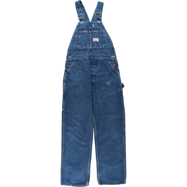 Round House denim overalls, made in the USA, men's size W34 (approx.), vintage. cotton blue type Vintage Second Hand