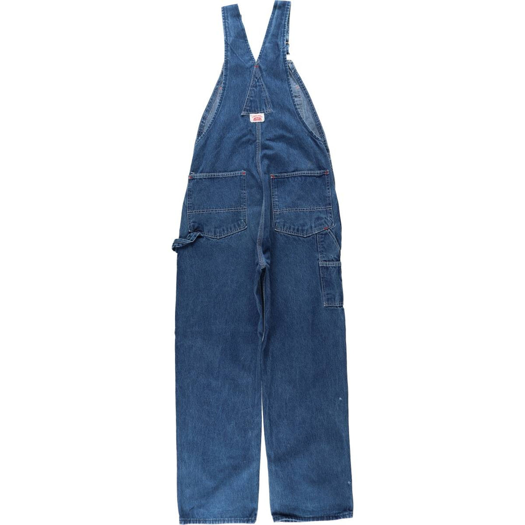 Round House denim overalls, made in the USA, men's size W34 (approx.), vintage. cotton blue type Vintage Second Hand