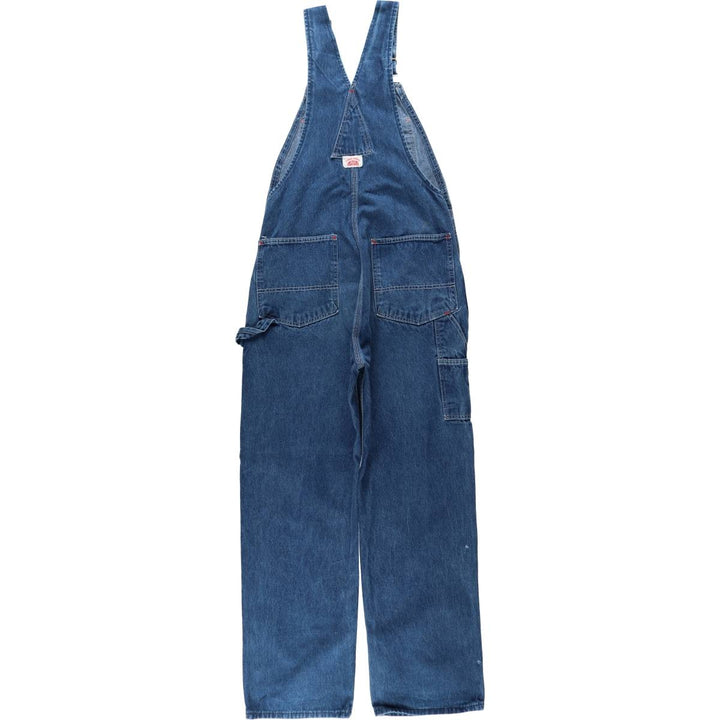 Round House denim overalls, made in the USA, men's size W34 (approx.), vintage. cotton blue type Vintage Second Hand
