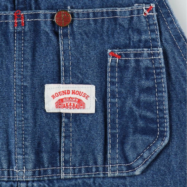Round House denim overalls, made in the USA, men's size W34 (approx.), vintage. cotton blue type Vintage Second Hand