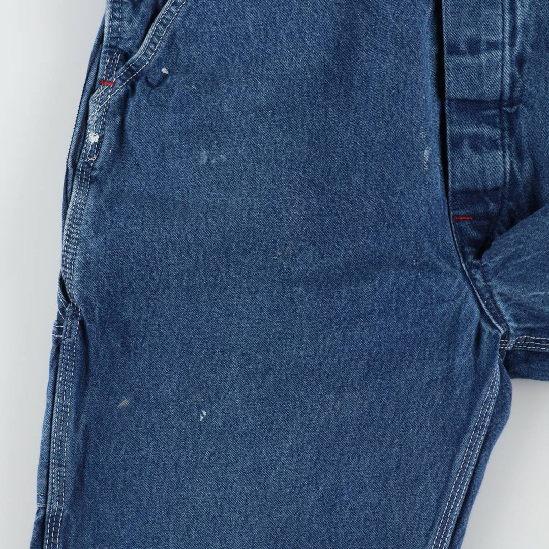 Round House denim overalls, made in the USA, men's size W34 (approx.), vintage. cotton blue type Vintage Second Hand
