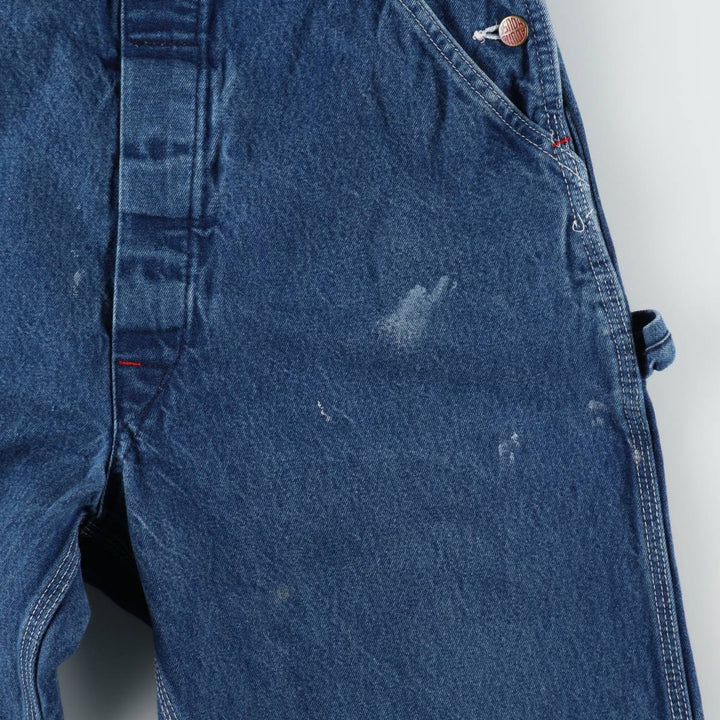Round House denim overalls, made in the USA, men's size W34 (approx.), vintage. cotton blue type Vintage Second Hand