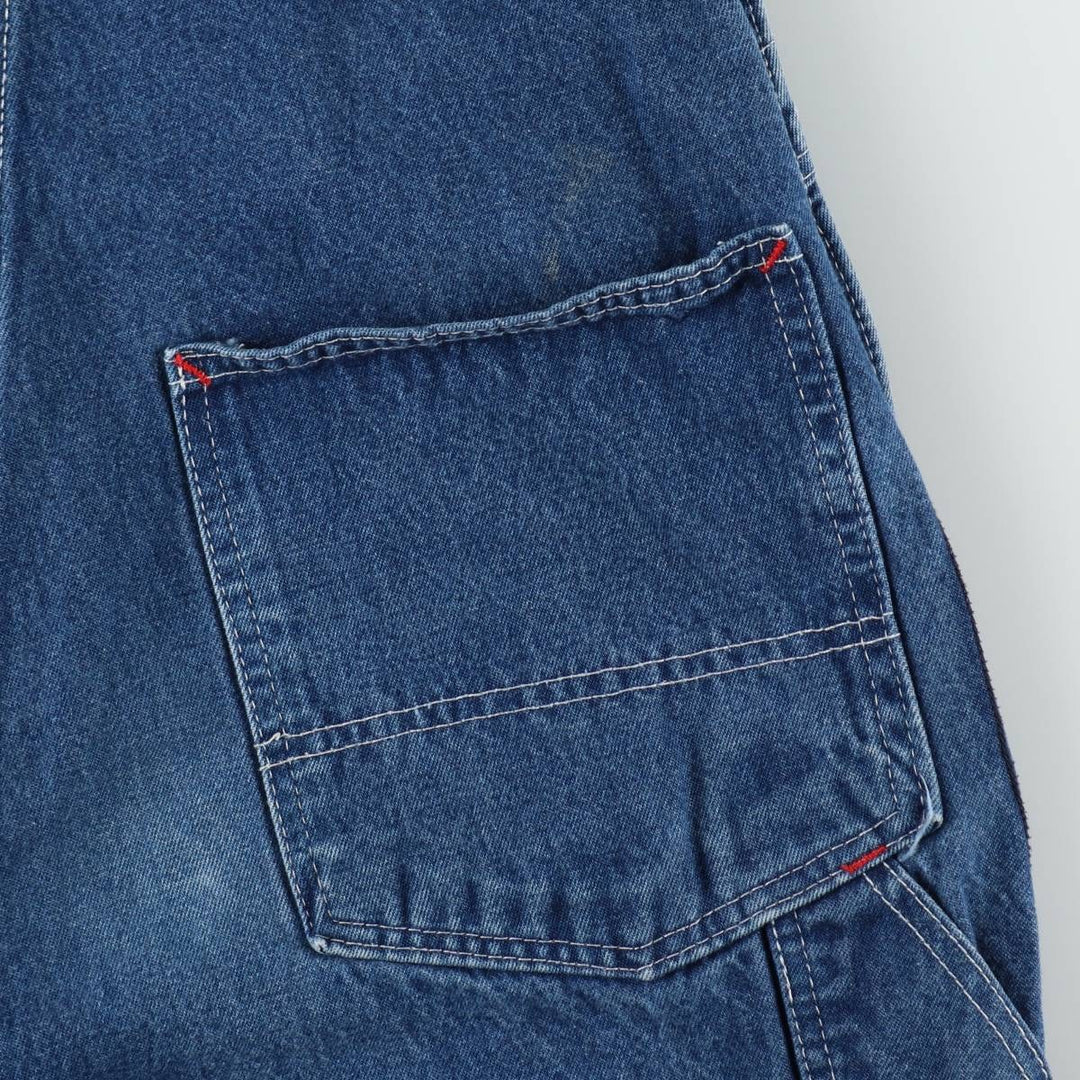 Round House denim overalls, made in the USA, men's size W34 (approx.), vintage. cotton blue type Vintage Second Hand