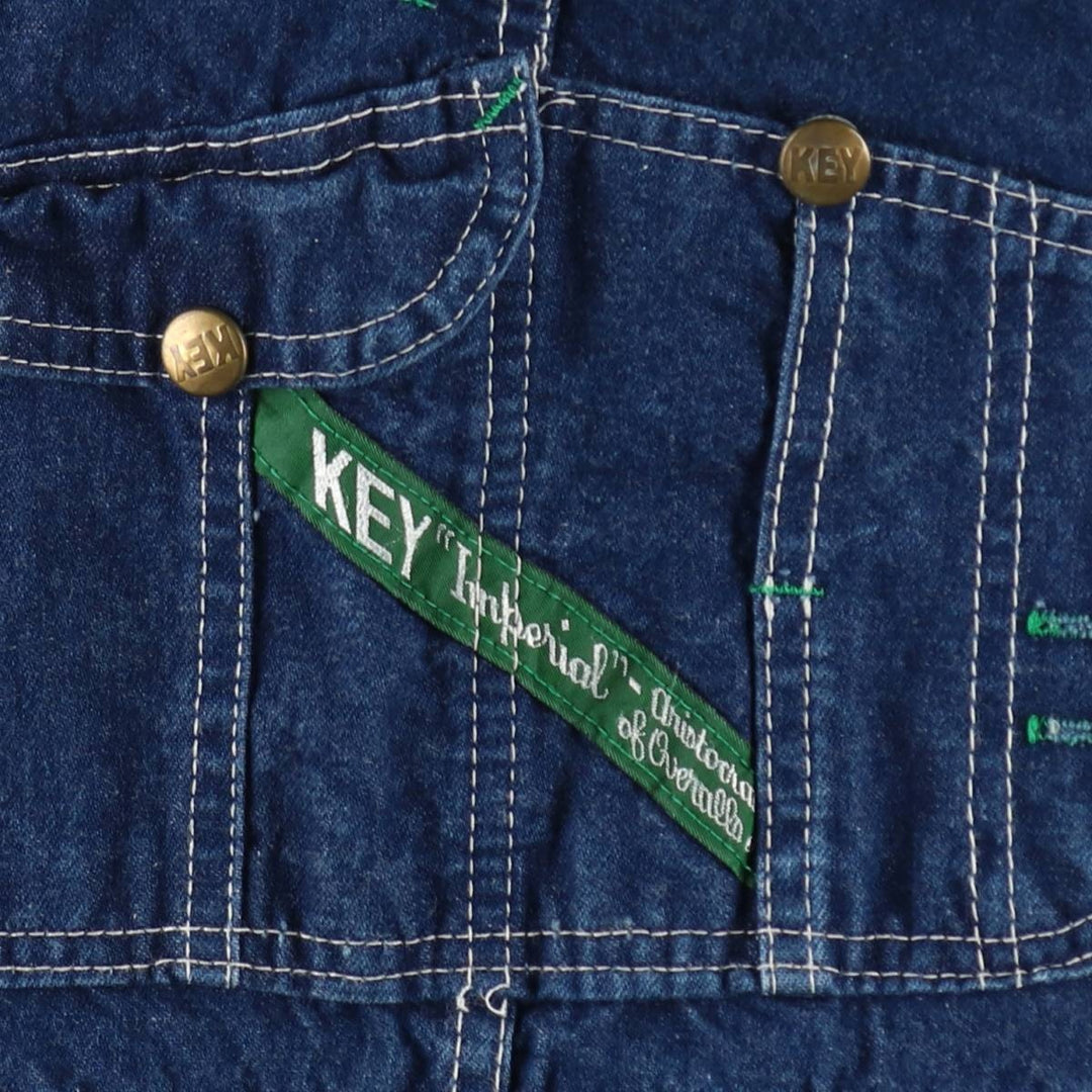 Key denim overalls, made in the USA, men's size W32 (approx.). cotton blue type Vintage Second Hand