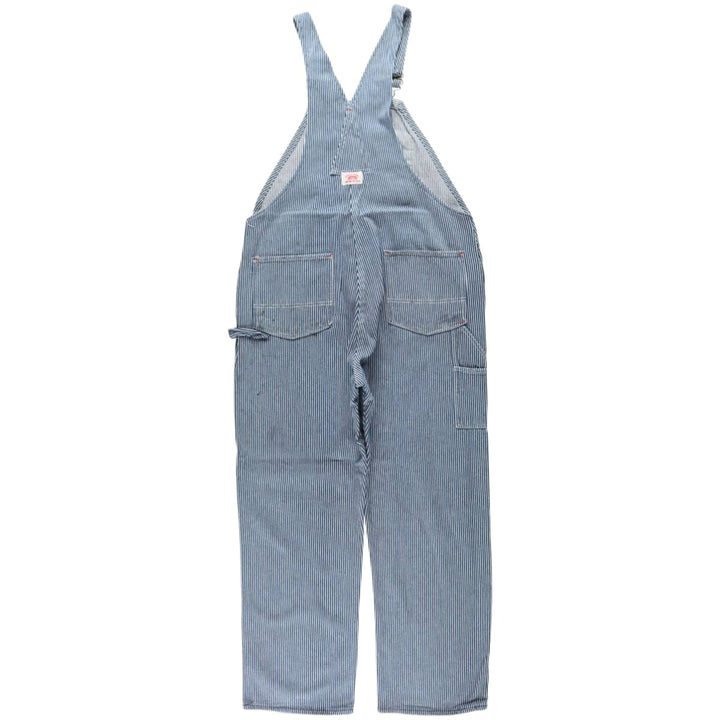 Big Size Round House Hickory Stripe Overalls, Made in USA, Men's W40 (approx.) cotton blue type Vintage Second Hand