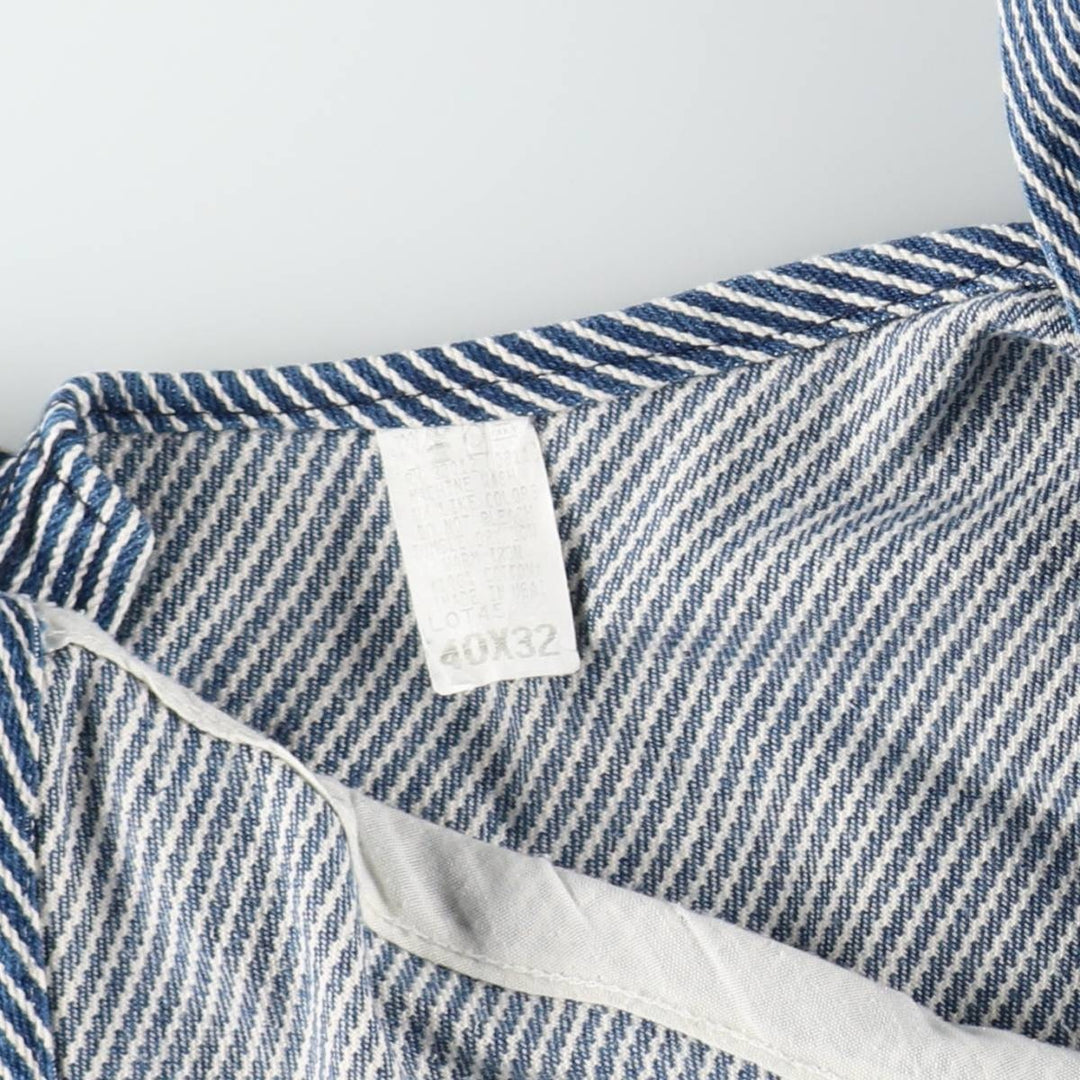 Big Size Round House Hickory Stripe Overalls, Made in USA, Men's W40 (approx.) cotton blue type Vintage Second Hand