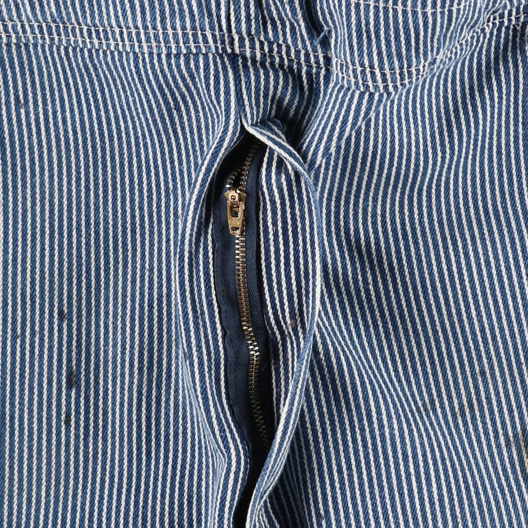 Big Size Round House Hickory Stripe Overalls, Made in USA, Men's W40 (approx.) cotton blue type Vintage Second Hand