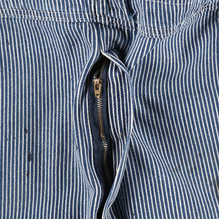 Big Size Round House Hickory Stripe Overalls, Made in USA, Men's W40 (approx.) cotton blue type Vintage Second Hand