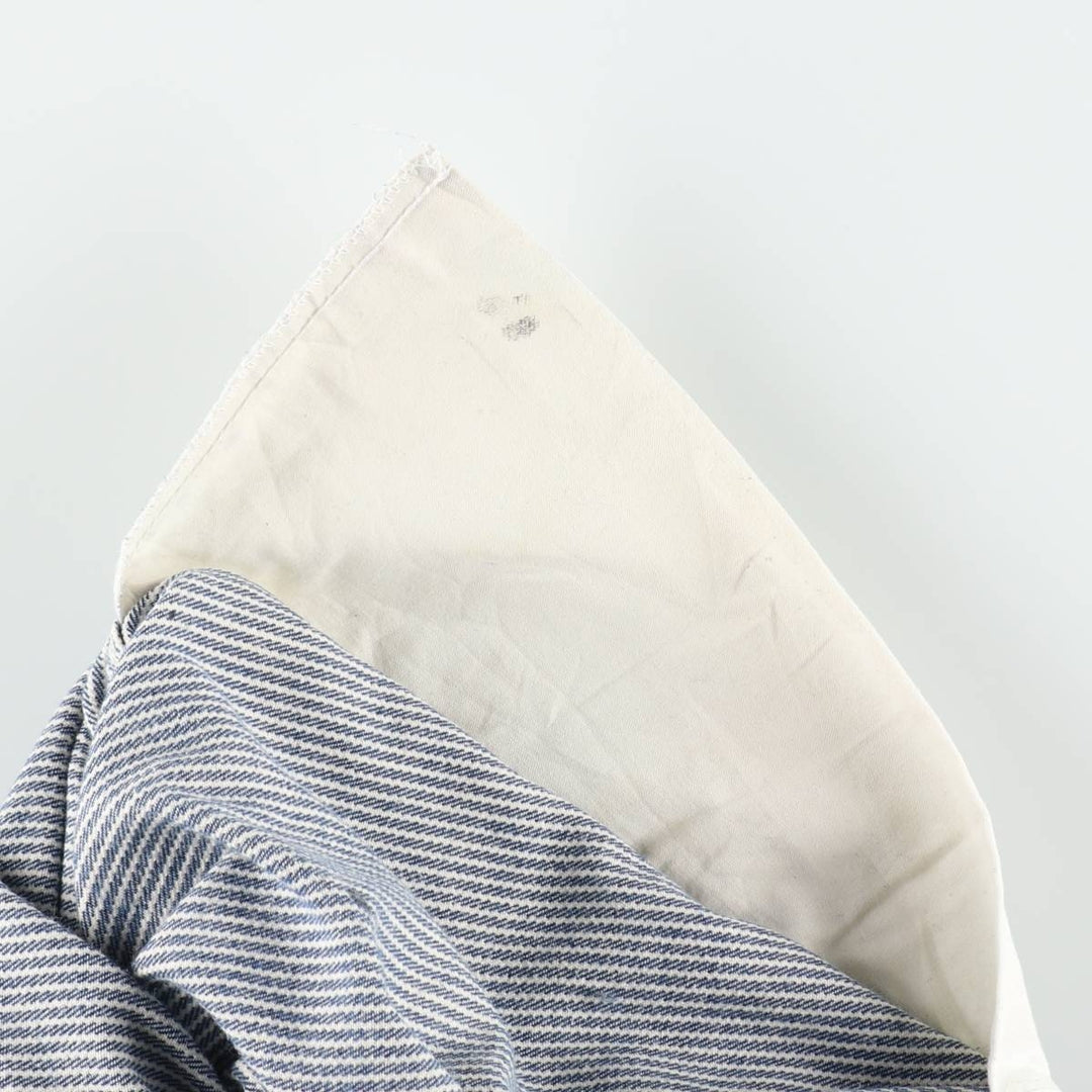 Big Size Round House Hickory Stripe Overalls, Made in USA, Men's W40 (approx.) cotton blue type Vintage Second Hand