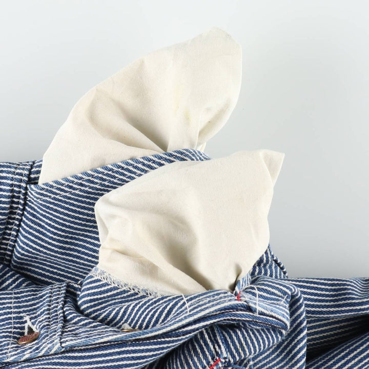 Big Size Round House Hickory Stripe Overalls, Made in USA, Men's W40 (approx.) cotton blue type Vintage Second Hand