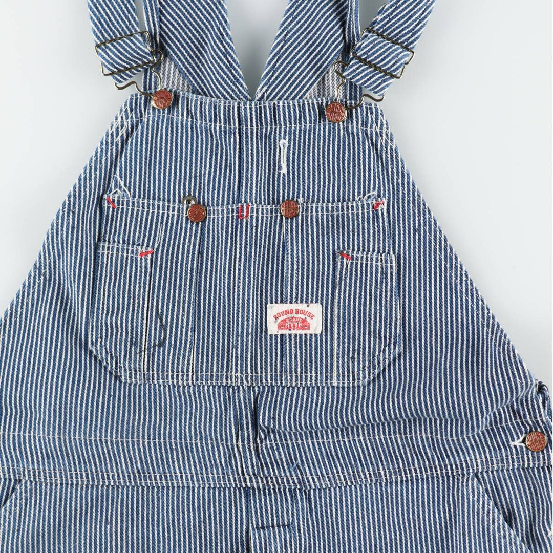 Big Size Round House Hickory Stripe Overalls, Made in USA, Men's W40 (approx.) cotton blue type Vintage Second Hand
