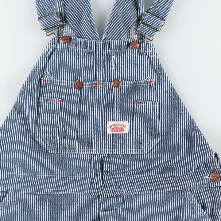 Big Size Round House Hickory Stripe Overalls, Made in USA, Men's W40 (approx.) cotton blue type Vintage Second Hand