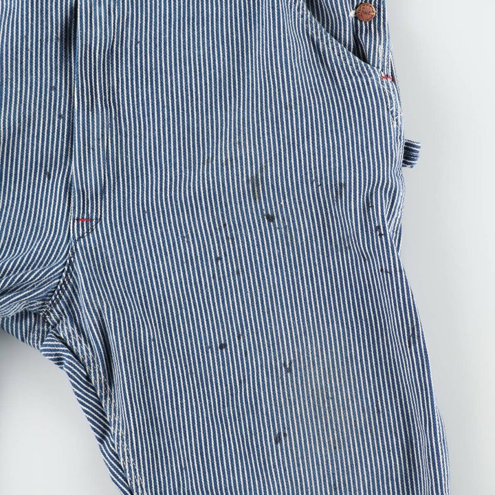 Big Size Round House Hickory Stripe Overalls, Made in USA, Men's W40 (approx.) cotton blue type Vintage Second Hand