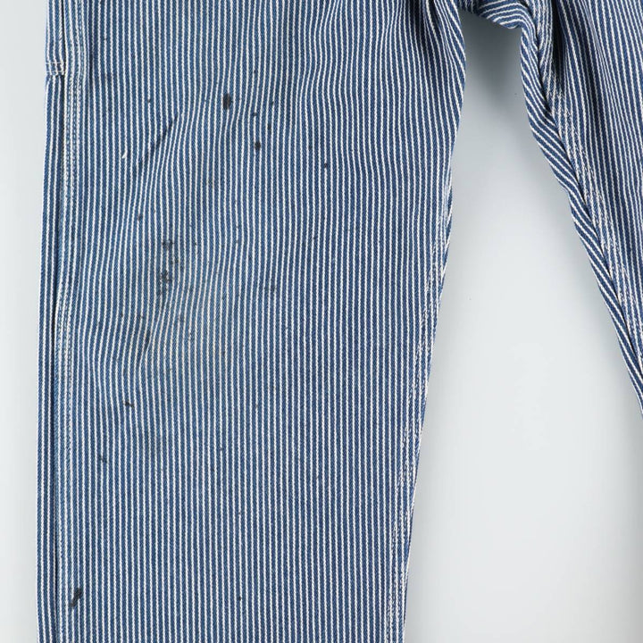 Big Size Round House Hickory Stripe Overalls, Made in USA, Men's W40 (approx.) cotton blue type Vintage Second Hand