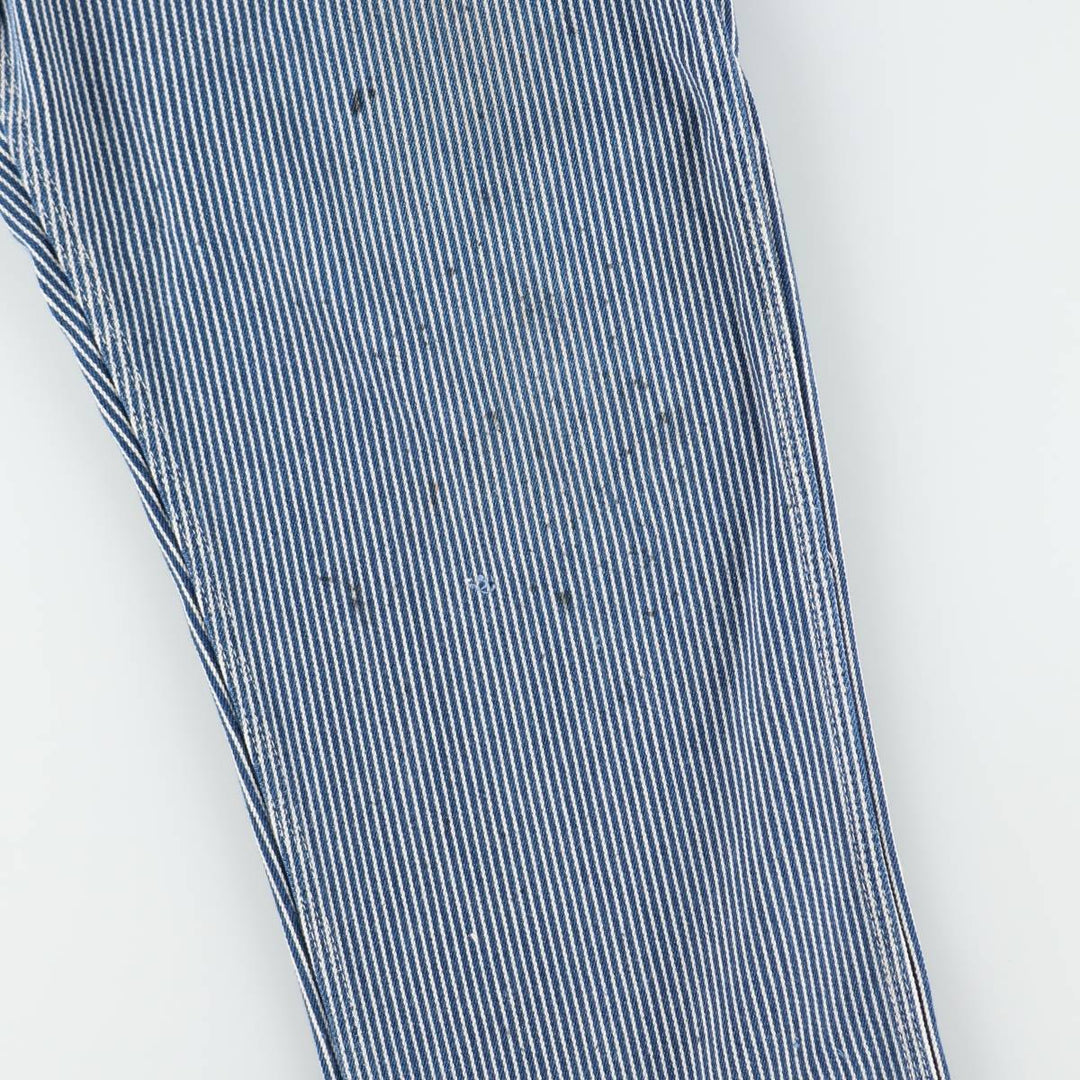 Big Size Round House Hickory Stripe Overalls, Made in USA, Men's W40 (approx.) cotton blue type Vintage Second Hand