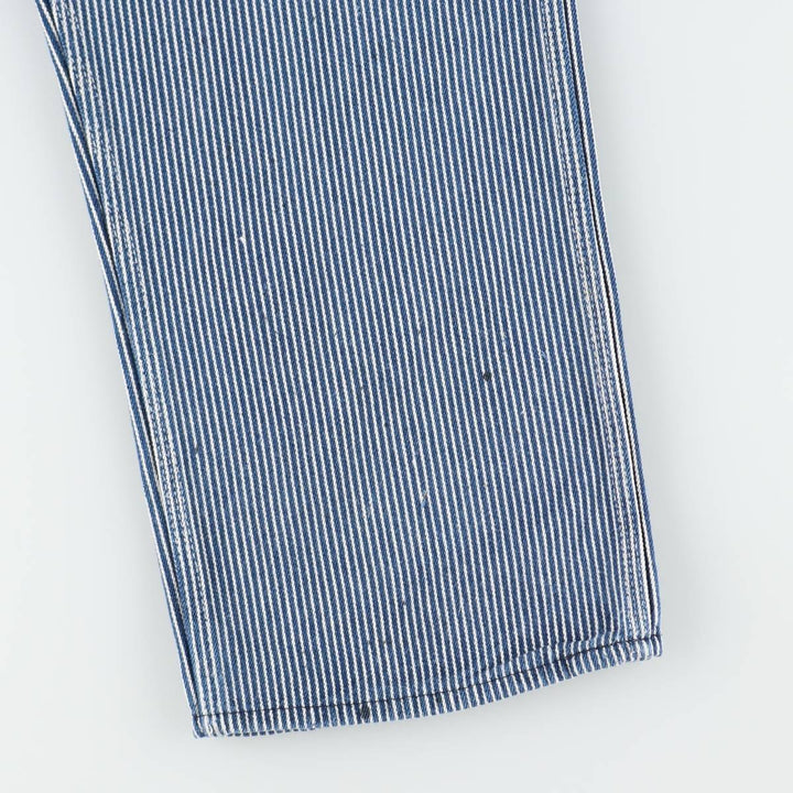 Big Size Round House Hickory Stripe Overalls, Made in USA, Men's W40 (approx.) cotton blue type Vintage Second Hand
