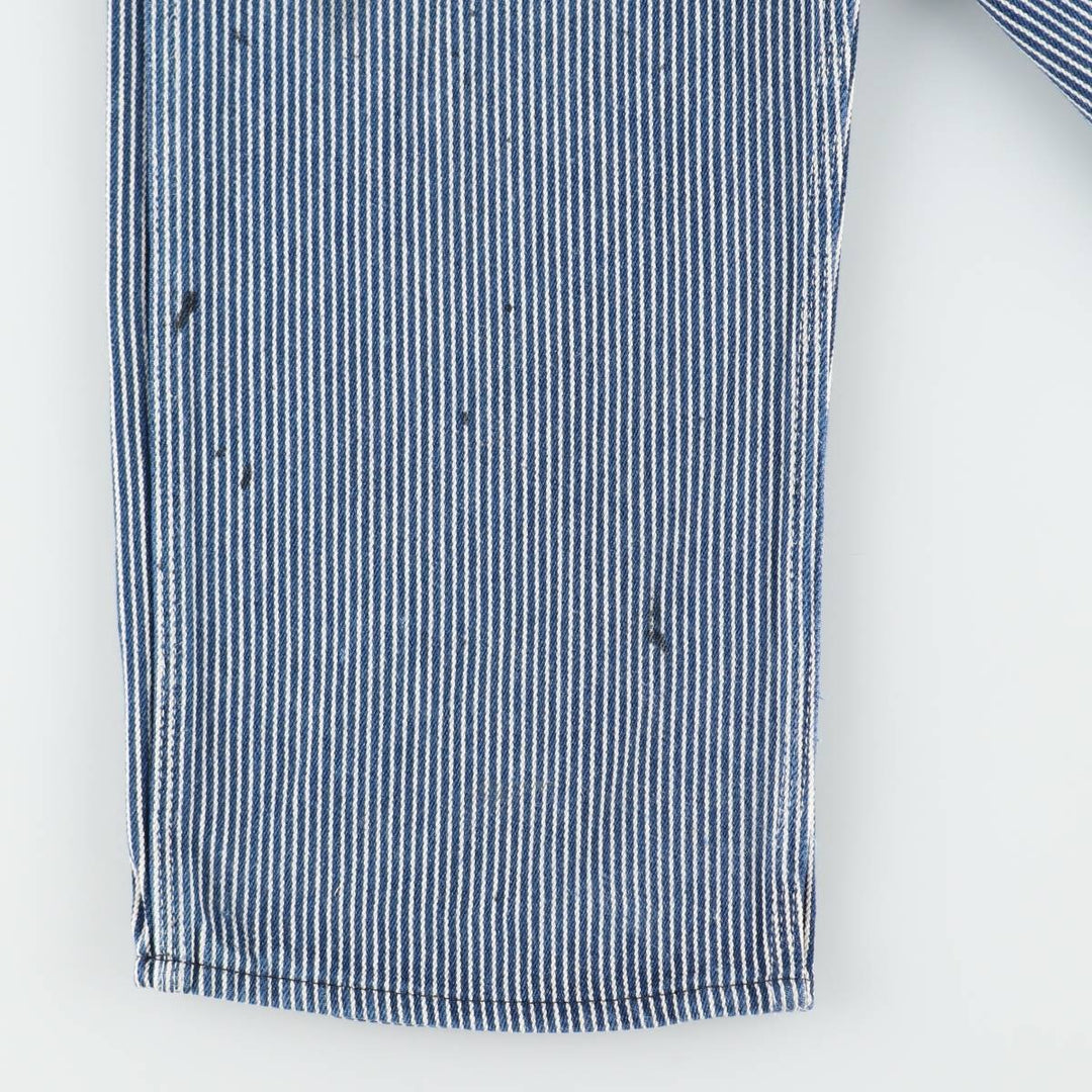 Big Size Round House Hickory Stripe Overalls, Made in USA, Men's W40 (approx.) cotton blue type Vintage Second Hand
