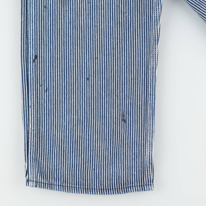 Big Size Round House Hickory Stripe Overalls, Made in USA, Men's W40 (approx.) cotton blue type Vintage Second Hand